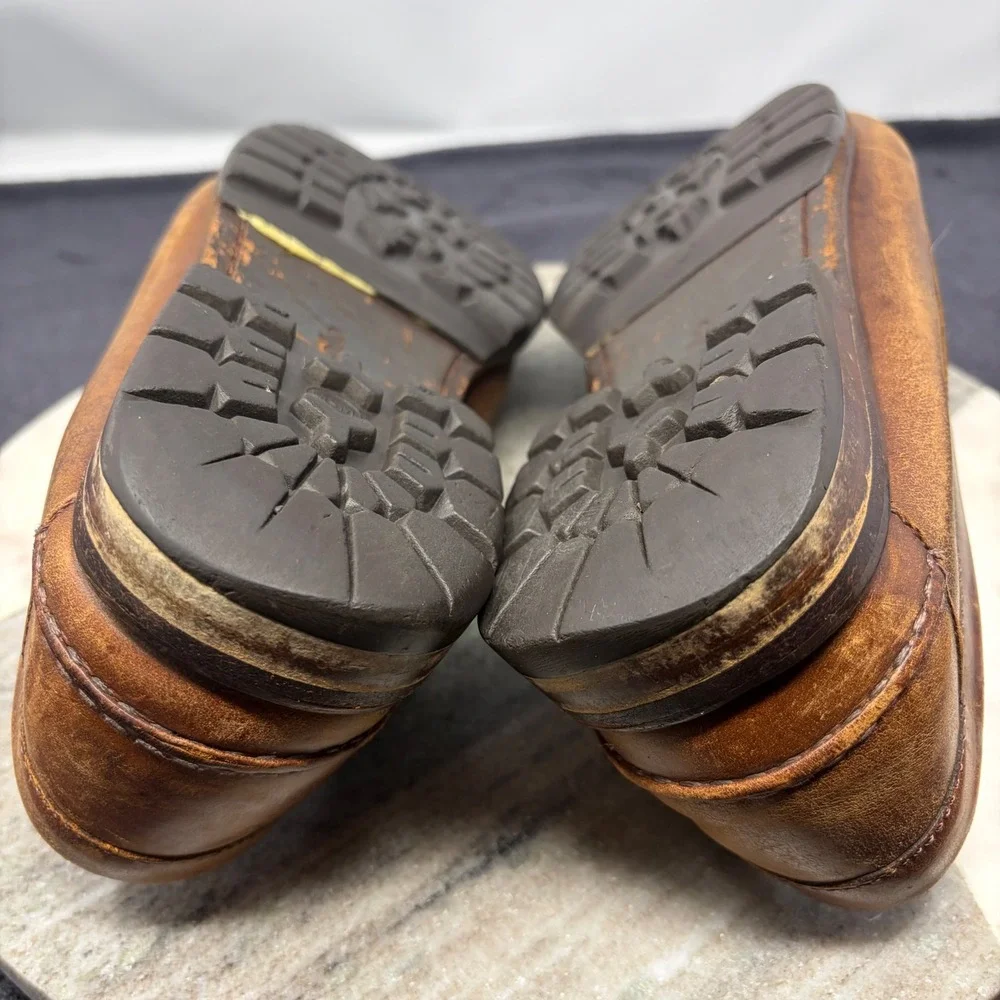 Polo Ralph Lauren Mens Brown Leather Boat Shoes Lug Sole Sz 10.5 Preppy Coastal